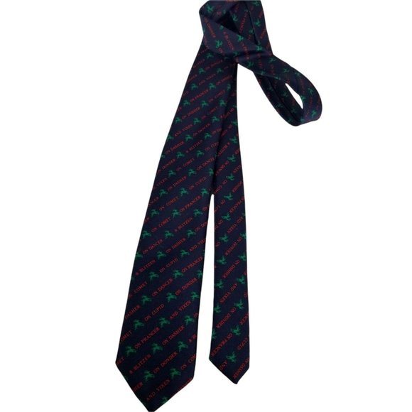 Vintage Neck tie GALLERY ORIGINALS Exclusive CHRISTMAS Reindeer Theme Holiday - Picture 3 of 9